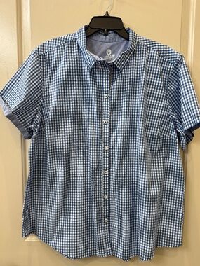 Urban by Chef Works 2XL Short Sleeve Blue Gingham Button down